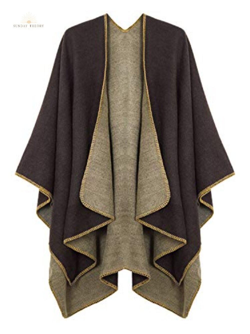 Oversized Knit Poncho Wrap Ruana Shawl Cape Open Front Sleeveless